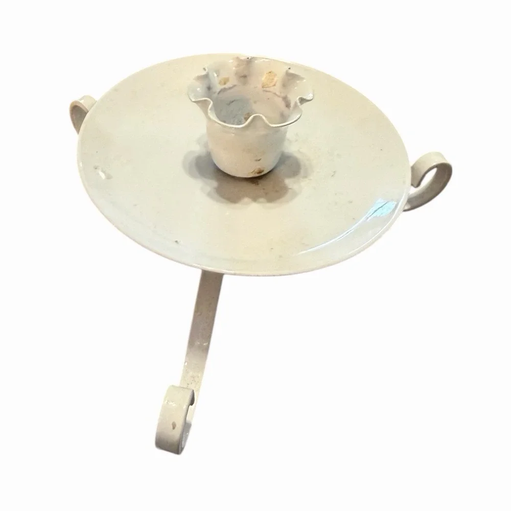 Vintage Candle Holders‎ White Metal Scroll Set of (3)